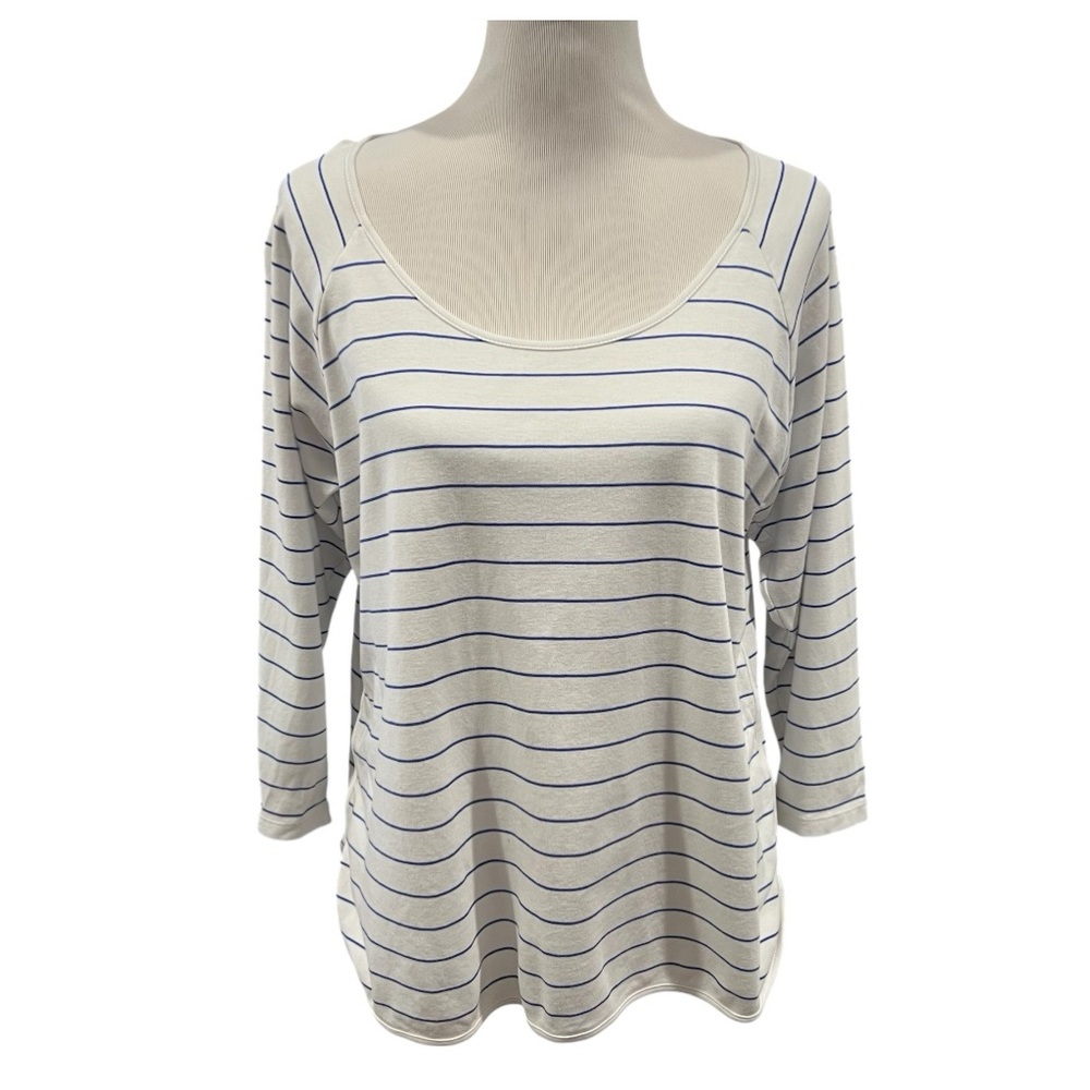Lake Pajamas Blue White Striped Pima Cotton Top XL
